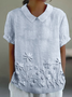Women Floral Short Sleeve Shirt Summer Printing Shawl Collar Daily Casual Top