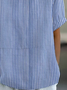 Women Striped Short Sleeve Shirt Summer Printing Shawl Collar Daily Casual Top