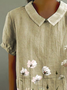 Women Floral Short Sleeve Shirt Summer Printing Shawl Collar Daily Casual Top