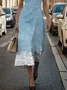 Women Floral Sleeveless Summer Printing Dress Crew Neck Daily Vintage Maxi Shift Dress H-Line Dress