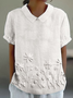 Women Floral Short Sleeve Shirt Summer Printing Shawl Collar Daily Casual Top
