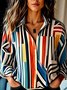 Women Geometric Long Sleeve Shirt Spring/Fall Shirt Collar Daily Casual Top