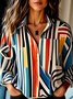 Women Geometric Long Sleeve Shirt Spring/Fall Shirt Collar Daily Casual Top