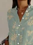 Women Floral Long Sleeve Shirt Spring/Fall Buckle Shirt Collar Daily Casual Top