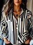 Women Geometric Long Sleeve Shirt Spring/Fall Shirt Collar Daily Casual Top