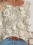 Women Floral Three Quarter Sleeve Blouse Spring/Fall Printing Notched Daily Casual Top