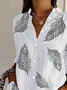 Women Feather Long Sleeve Shirt Spring/Fall Buckle Shirt Collar Daily Casual Top