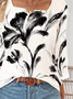 Women Floral Three Quarter Sleeve Blouse Spring/Fall Printing Notched Daily Casual Top