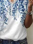 Women Floral Short Sleeve Tee T-shirt V Neck Printing Casual Summer Graphic Tee Top