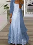 Women Floral Printing Two-Piece Set Daily Three Quarter Sleeve Casual Spring/Fall Dress With Coat Matching Set