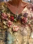 Women's Long Sleeve Tee T-shirt Spring/Fall Floral Printing V Neck Casual Top
