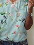 Women Floral Short Sleeve Tee T-shirt V Neck Printing Casual Summer Graphic Tee Top