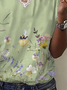 Women Floral Short Sleeve Tee T-shirt V Neck Printing Casual Summer Graphic Tee Top
