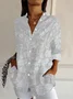 Women Floral Long Sleeve Shirt Spring/Fall Buckle Shirt Collar Daily Casual Top