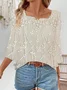 Women Floral Three Quarter Sleeve Blouse Spring/Fall Printing Notched Daily Casual Top