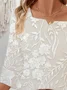 Women Floral Three Quarter Sleeve Blouse Spring/Fall Printing Notched Daily Casual Top