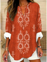 Women Ethnic Geometry Half Sleeve Blouse Summer Shawl Collar Daily Casual Top