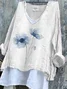 Women Floral Long Sleeve Blouse Spring/Fall Printing V Neck Daily Casual Top
