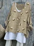 Women Animal Long Sleeve Tee T-shirt V Neck Vintage Spring/Fall Top