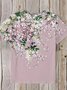 Women Floral Short Sleeve Tee T-shirt Crew Neck Casual Summer Top