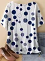 Women Polka Dots Three Quarter Sleeve Tee T-shirt Crew Neck Vintage Spring/Fall Top