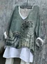 Women Floral Long Sleeve Blouse Spring/Fall Printing V Neck Daily Casual Top