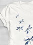Women Dragonfly Short Sleeve Tee T-shirt Crew Neck Printing Casual Summer Graphic Tee Top