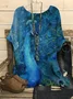 Women Peacock Three Quarter Sleeve Tee T-shirt Crew Neck Vintage Spring/Fall Top
