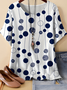 Women Polka Dots Three Quarter Sleeve Tee T-shirt Crew Neck Vintage Spring/Fall Top
