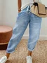 Women's Faux Denim Print Graphic Ankle Pants Pant Vintage Spring/Fall Trousers