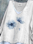 Women Floral Long Sleeve Blouse Spring/Fall Printing V Neck Daily Casual Top