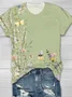 Women Floral Short Sleeve Tee T-shirt Crew Neck Printing Casual Summer Graphic Tee Top