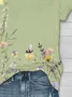 Women Floral Short Sleeve Tee T-shirt Crew Neck Printing Casual Summer Graphic Tee Top