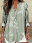 Women Floral Half Sleeve Blouse Summer Shawl Collar Daily Casual Top