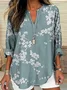 Women Floral Half Sleeve Blouse Summer Shawl Collar Daily Casual Top