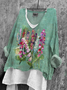 Women Floral Long Sleeve Blouse Spring/Fall Printing V Neck Daily Casual Top