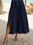 Women Anchor Short Sleeve Summer Printing Dress V Neck Daily Casual Maxi X-Line Dress