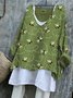 Women Animal Long Sleeve Tee T-shirt V Neck Vintage Spring/Fall Top