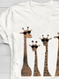 Women Deer Short Sleeve Tee T-shirt Crew Neck Printing Casual Summer Graphic Tee Top