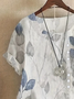 Women Floral Short Sleeve Shirt Summer Printing Crew Neck Daily Casual Top