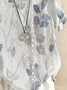 Women Floral Short Sleeve Shirt Summer Printing Crew Neck Daily Casual Top