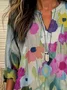 Women Floral Long Sleeve Blouse Spring/Fall Printing V Neck Daily Casual Top
