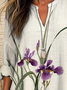 Women Floral Long Sleeve Blouse Spring/Fall Printing V Neck Daily Casual Top