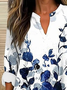 Women Floral Long Sleeve Blouse Spring/Fall Printing V Neck Daily Casual Top
