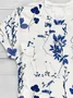 Women Floral Short Sleeve Tee T-shirt Crew Neck Printing Casual Summer Graphic Tee Top