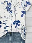 Women Floral Short Sleeve Tee T-shirt Crew Neck Printing Casual Summer Graphic Tee Top