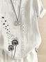 Women Floral Short Sleeve Shirt Summer Printing Crew Neck Daily Casual Top