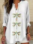 Women Dragonfly Long Sleeve Blouse Spring/Fall Printing V Neck Daily Casual Top