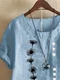 Women Floral Short Sleeve Shirt Summer Printing Crew Neck Daily Casual Top