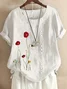 Women Floral Short Sleeve Shirt Summer Printing Crew Neck Daily Casual Top